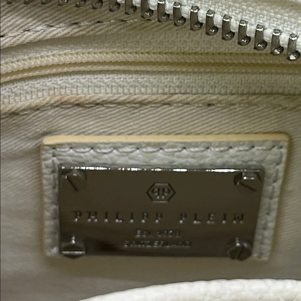 Philipp Plein White Leather Studded Adjustable Straps Backpack Bag 🌺🌺 - Picture 5 of 8